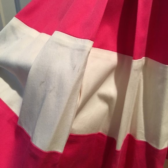 Kate Spade Striped Pink and Cream Pleated Fit and Flare Dress Size 0 - Picture 6 of 9